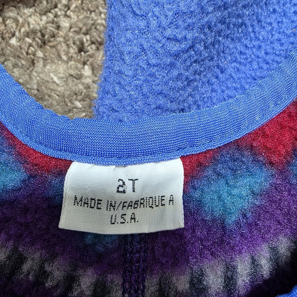 Vintage Patagonia Baby Fleece Set 2T Made USA 90s Geometric Jacket Romper - Picture 4 of 16